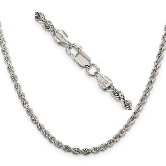 QDR060-22 Sterling Silver Polished Solid Rope Chain 3mm