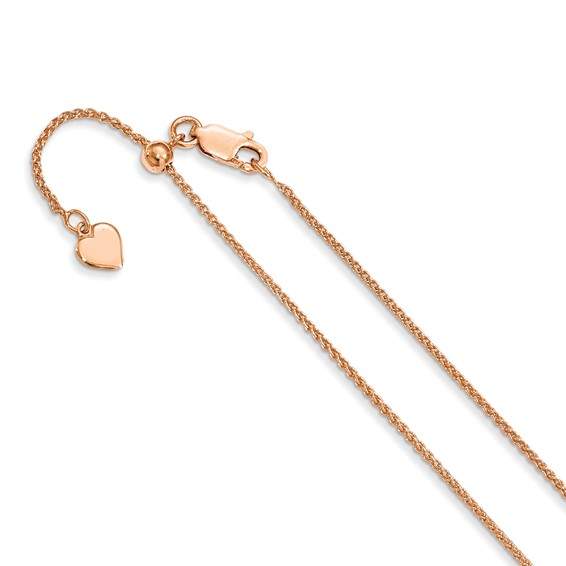 QFC90-22 Rose Gold Plated Wheat Chain 1.3mm - adjustable up to 22"